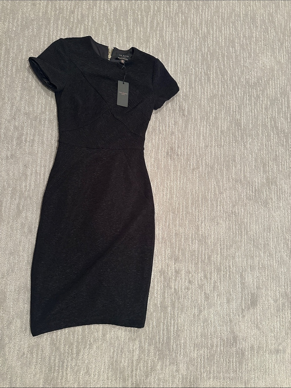 Ted Baker Black Short-Sleeve Midi Sheath Dress